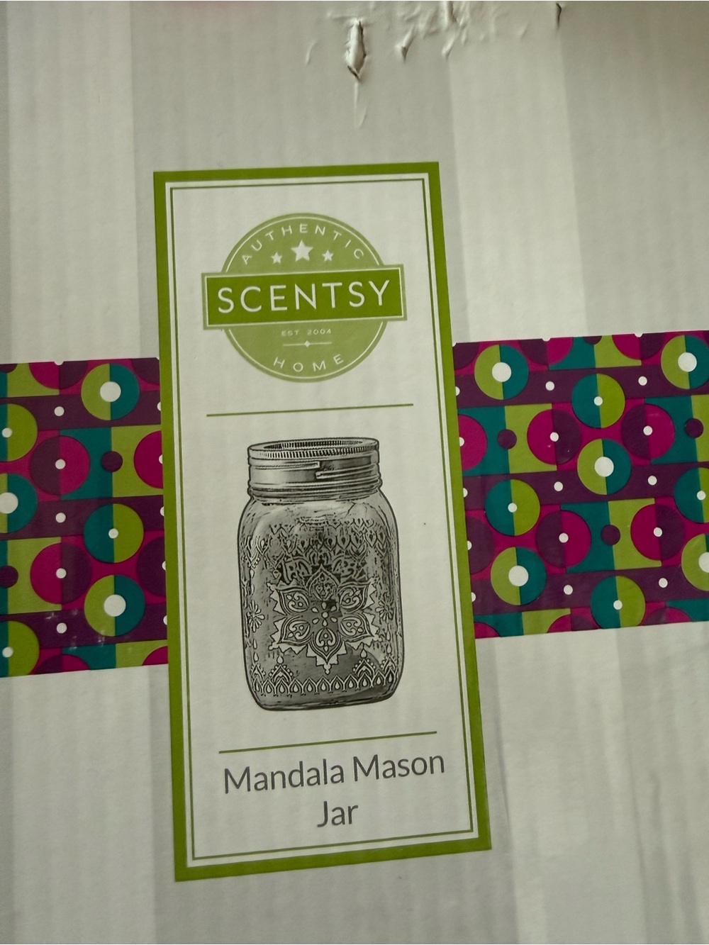 Scentsy Mandala Mason Jar with Green Accent
